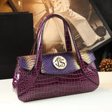 Luxury Genuine Leather Snake Pattern Handbag