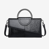 PU Leather Alligator-Pattern Flap Crossbody Bag