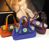 Luxury Genuine Leather Snake Pattern Handbag