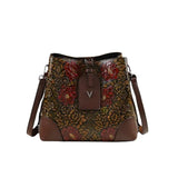 Retro Ink PU Leather Bucket Crossbody Bag for Women