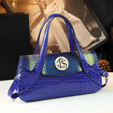 Luxury Genuine Leather Snake Pattern Handbag