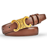 Genuine Leather Women’s Belt with Gold Buckle