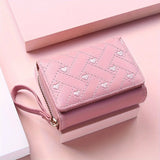 Embroidered Love Foldable Short Wallet