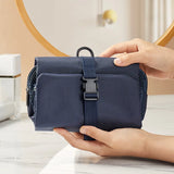 Solid Color Polyester Makeup Bag with Hasp Closure