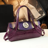 Luxury Genuine Leather Snake Pattern Handbag