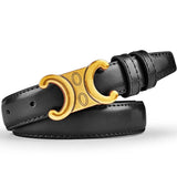 Genuine Leather Women’s Belt with Gold Buckle