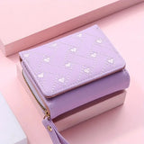 Embroidered Love Foldable Short Wallet