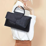 PU Leather Alligator-Pattern Flap Crossbody Bag