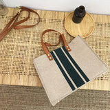 Striped Canvas Bucket Tote Bag