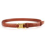 Genuine Leather Women’s Belt with Gold Buckle