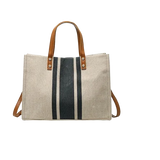 Striped Canvas Bucket Tote Bag