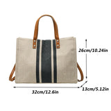 Striped Canvas Bucket Tote Bag