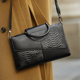 PU Leather Alligator-Pattern Flap Crossbody Bag