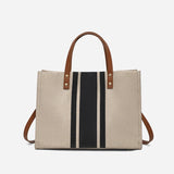Striped Canvas Bucket Tote Bag