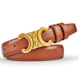 Genuine Leather Women’s Belt with Gold Buckle